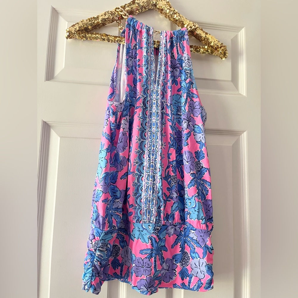Lilly Pulitzer Bowen Halter Top Pink Palm Paradise Engineer - Picture 5 of 9
